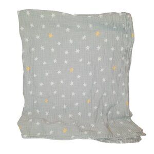 Aden + Anais Stars Gray Muslin Swaddle Wrap Baby Blanket 44" X 43"